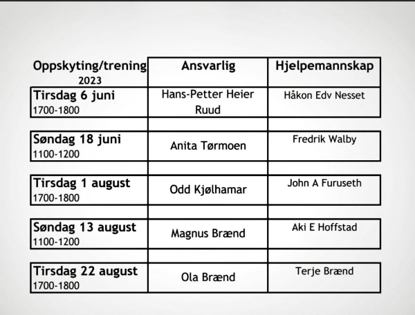 terminliste oppskyting