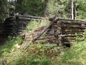 Bilde av restene av setra til garden Kirkestuen. Foto Hans Sollid