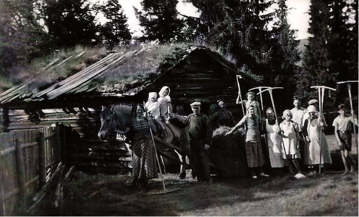 Slåttebilde. Foto utlånt av fam. Nielsen