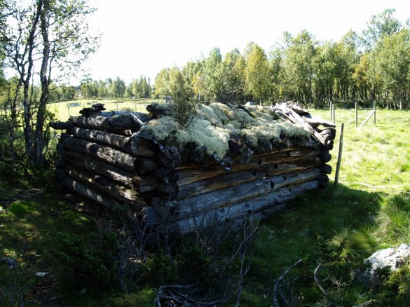Foto av gml. løe ved slåttenget til Grøtdalssetra. Foto Hans Sollid