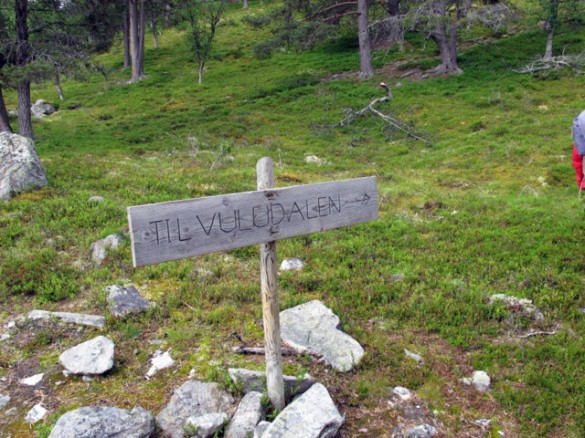 Skilt ved avkjøringa fra vegen opp til Wollumsetrene. Foto Hans Sollid