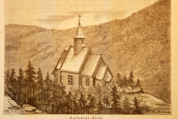 Gammel tegning av Sollia kirke