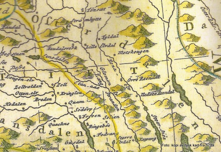 Gammelt tysk kart fra 1789
